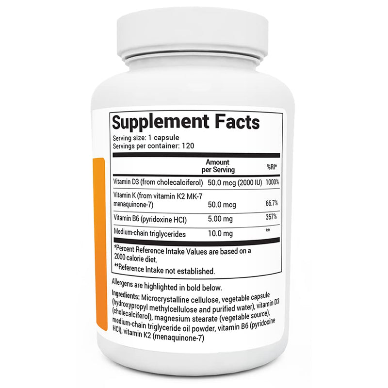 Dr. Berg's D3 & K2 Vitamin - D3K2 Supplement for Normal Joints, Bone & Ligaments Support - 2000 IU of Vitamin D3 & 50 mcg of Vitamin K2 MK7-120 Capsules - NewNest Australia