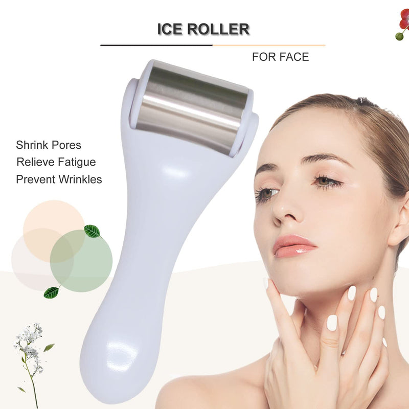 Hysotok Ice Roller for Face, Ice Roller for Face & Eye 2 Pcs, Stainless Steel Face Massager Ice Roller for Puffiness, Migraine, Pain Relief, Mini Ice Roller for Eyes Dark Circles (White) White - NewNest Australia