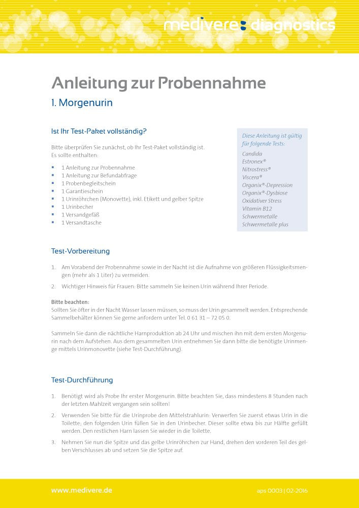 medivere Heavy Metal Urine Test Basic  Determination of the heavy metals antimony, arsenic, lead, cadmium, chromium, cobalt, copper, nickel, palladium, mercury, zinc, tin - NewNest Australia