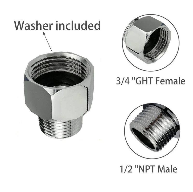 Metals Brass Pipe Fitting,Adapter 3/4”GHT Female Thread (Swivel) x 1/2” NPT Male Threaded Connector,Garden Hose Connector, Garden Hose to Shower adapter,Chrome (3/4GHT female X 1/2NPT male) 3/4GHT female X 1/2NPT male - NewNest Australia