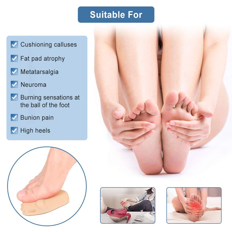 Metatarsal Pads, Ball of Foot Cushions for Women, High Heel Cushion Pads Soft Gel Insole Forefoot Pads Fits Flats High Heels Sandals for Calluses, Metatarsal, Bunion Forefoot Cushioning 2 Pairs - NewNest Australia