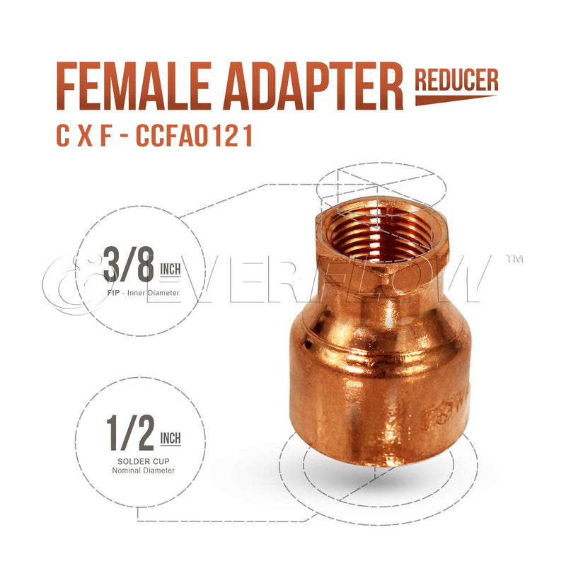 Supply Giant DDGA0121 Female Adapter Fitting with C X F Connections, 1/2 X 3/8, Copper - NewNest Australia