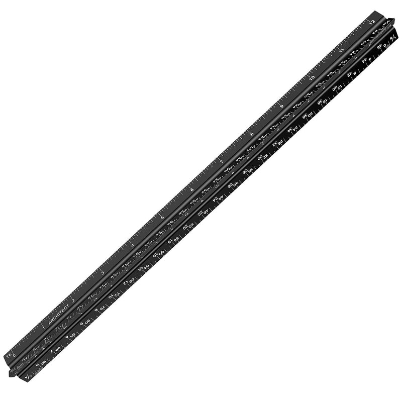 12" Architectural Scale Ruler Aluminum Architect Scale Triangular Scale Ruler for Architects, Draftsman, Students and Engineers, Black - NewNest Australia