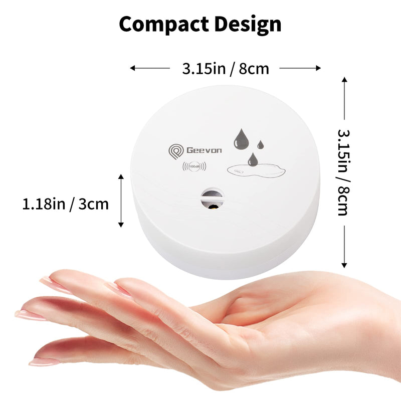 Geevon 2 Pack Water Leak Detector, 100dB Flood Detection Water Sensor Alarm Battery Operated for Basements, Bathrooms, Laundry Rooms, Kitchens, Garages, and Attics (Shipped with Battery) - NewNest Australia