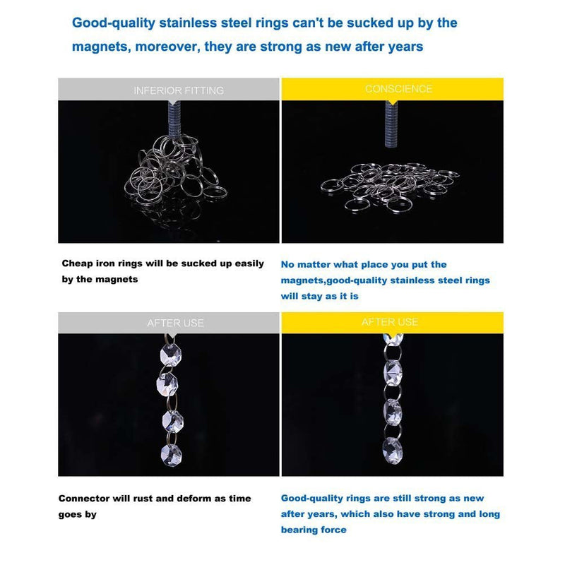 Fushing 100Pcs Stainless Split Rings, Crystal Chandeliers Connectors for Chandelier, Curtain,Suncatchers, Crystal Garland,Necklaces, Keys, Earrings, Jewelry Making and Craft Ideas(12mm) 12mm - NewNest Australia