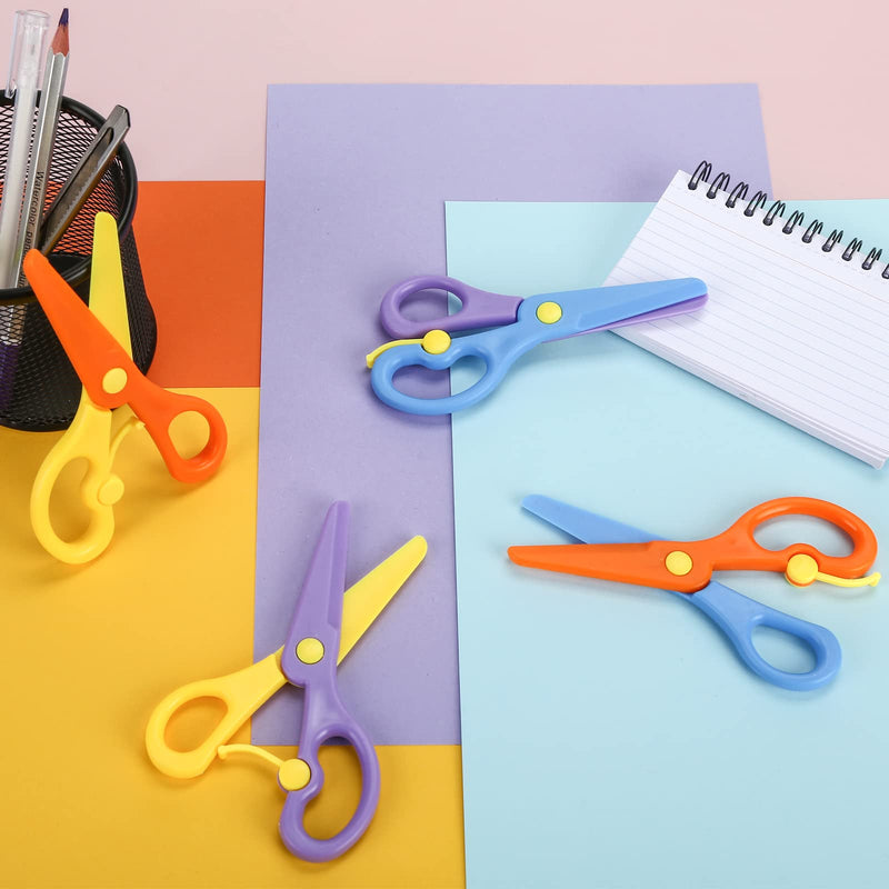 LOVESTOWN 4 PCS Plastic Training Scissors, Pre-School Training Scissors Toddler Safety Scissors Learning Scissors for Toddlers Children Art Supplies - NewNest Australia