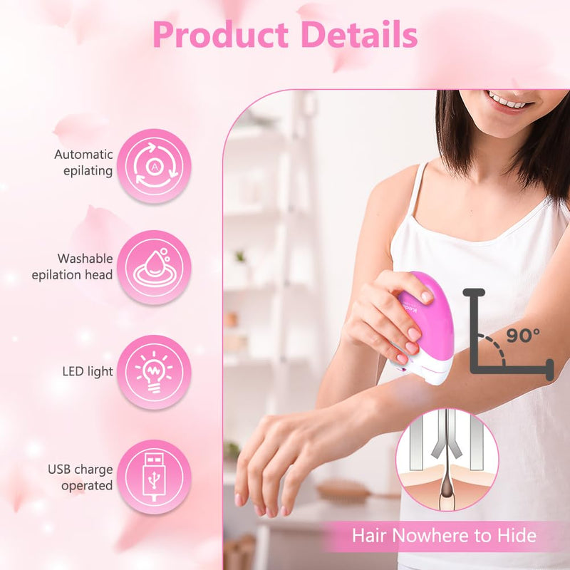 Uraqt Women'S Epilator, Epilator For Hair Removal With Massage Rollers, Gentle Long-Lasting Epilator Women'S Razor, Razor Attachments For Body, Peeling, Cleaning, Bag, Gift For Woman (Pink) Pink - NewNest Australia