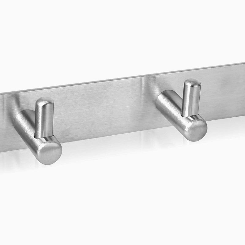 NewNest Australia - Towel Hook Rack Brushed Nickel - Sagmoc 16-Inch Coat Hook Rail Wall Mounted with 6 Heavy Duty Hooks, Durable Wall Hangers for Bedroom, Bathroom, Foyer, Hallway (304 Stainless Steel) 