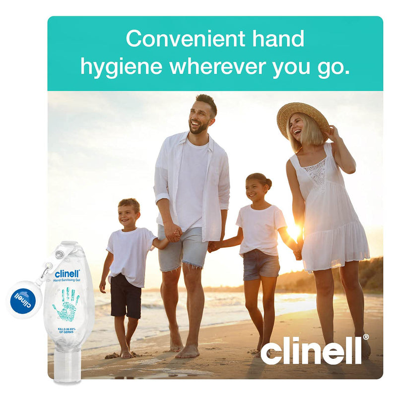 Clinell Hand Sanitiser Gel - Dermatologically Tested, Kills 99.99 Percent of Germs, Quick and Kind to Skin, No Stickiness - Retractable Clip - 50ml Bottle Single - NewNest Australia