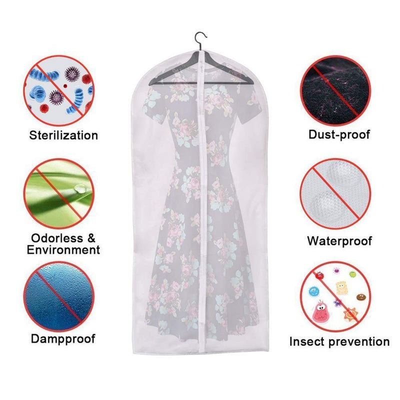 Linseray 8 Pack Hanging Clothes Covers, 60cm x 120cm Suit Bags Breathable Moth Proof Garment Cover Bags with Full Zipper for Long Dress Dance Costumes Suits Gowns Coats 8Pcs 60*120cm - NewNest Australia
