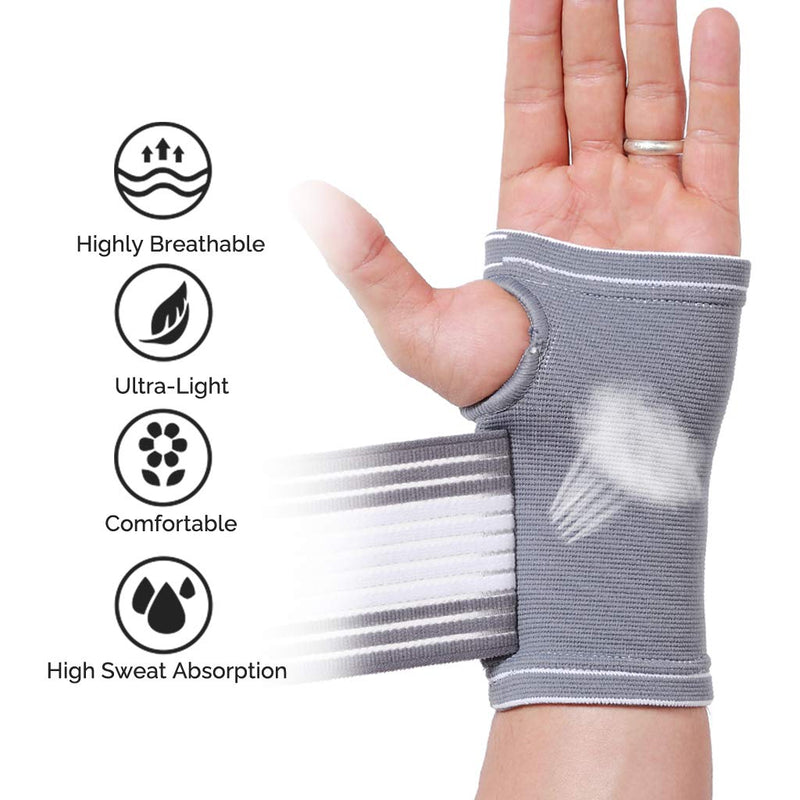 Neotech Care Palm Support With Thumb Part - Adjustable Compression Straps - Elastic & Breathable Fabric - For Sports, Bowling, Boxing - Gray (1 Unit, Size L) - NewNest Australia