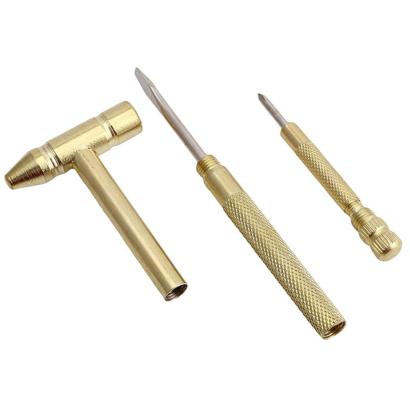 Kinobo 6 in 1 Mini Multifunction Copper Hammer & Screwdriver Hand Tools Ideal for Watchmaker Jewelers and Eating Walnuts. (Gold) Gold - NewNest Australia