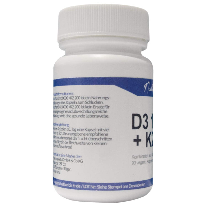 Vitamin D3 10000 + Vitamin K2 MK 7, 90 vegan capsules - NewNest Australia