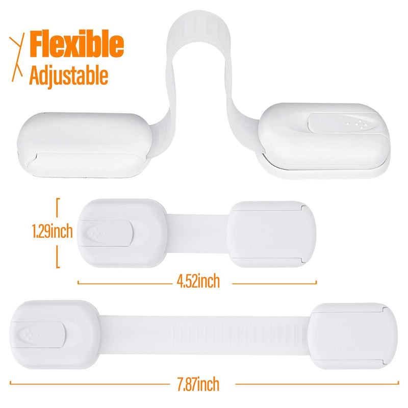 Child Safety Cabinet Locks - (10 Pack) Baby Proofing Latches to Drawer Door Fridge Oven Toilet Seat Kitchen Cupboard Appliance Trash Can with 3M Adhesive - Adjustable Strap No Drill No Tool Grey - NewNest Australia