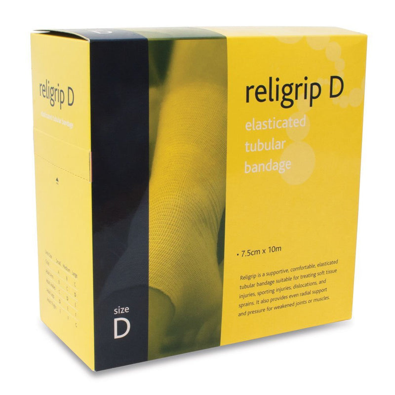 Reliance Medical Religrip REL464 Compression Tubular Bandage For Arms, Legs And Feet, Natural Colour, High Support And Confort, Tube Size D (7.5cm x 10m) 7.5cm x 10m Single - NewNest Australia