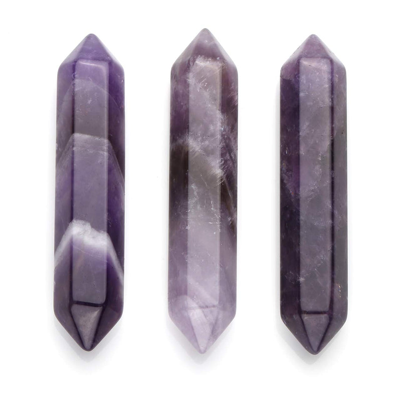 JOVIVI 3pc Amethyst Rose Quartz Clear Quartz Healing Crystals Wands Points,50-55mm Reiki Stones Gemstones Crystal Towers for Yoga Meditation Spiritual Gifts Clear Quartz/Amethyst/Rose Quartz - NewNest Australia