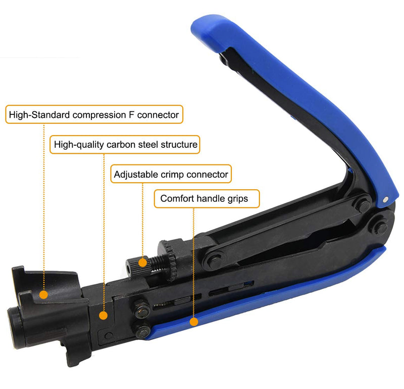 RG6 Compression Tool Coax Cable Crimper Kit, Coax Cable Crimper Kit, Coaxial Compression Tool, Adjustable RG6 RG59 RG11 75-5 75-7 Coaxial Cable Stripper - NewNest Australia