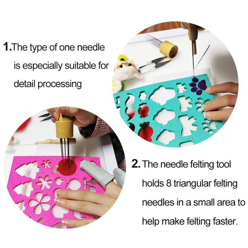 lmzay Needle Felting Tools, Wool Felting Supplies, Needle Felting Kit with 60 Pcs Needles Felting Needles, Foam Mat, Wooden Handle, Scissors, Perfect for DIY Felting Wool Projects - NewNest Australia