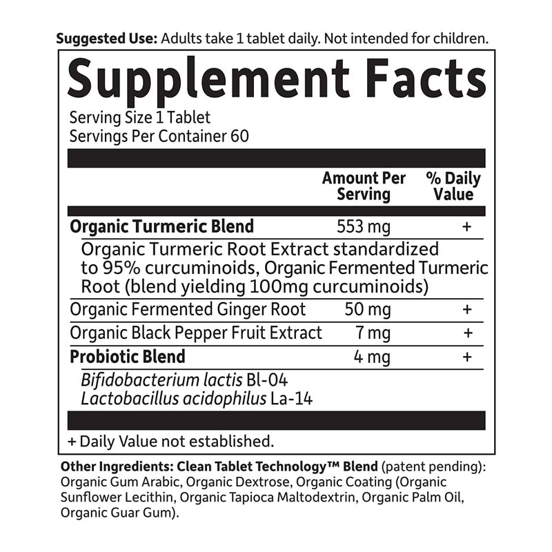 Garden of Life mykind Organics Extra Strength Turmeric Inflammatory Response 60 Tablets-100mg Curcumin (95% Curcuminoids) Black Pepper, Probiotics, Organic Non-GMO Vegan Gluten Free Herbal Supplement 60 Count (Pack of 1) - NewNest Australia