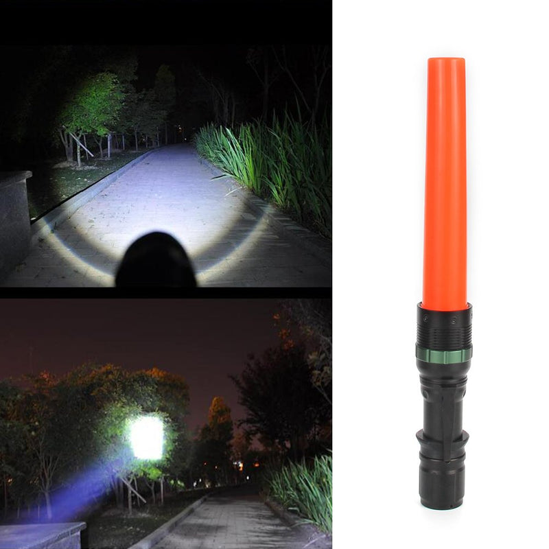 UltraFire 2pc 11-Inch Signal Traffic Wand Safty LED Flashlight 250 Lumen, Red Flashing Mode, Wrist Strap Lanyard, Side Clip, Orange Finish for Kids Outdoor Camping - NewNest Australia