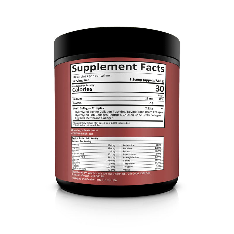 Multi Collagen Protein Powder Hydrolyzed (Type I II III V X) Grass-Fed All-in-One Super Bone Broth + Collagen Peptides - Premium Blend of Grass-Fed Beef, Chicken, Wild Fish, Eggshell Collagen - NewNest Australia