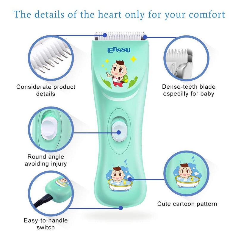 ENSSU Quiet Baby Hair Clippers, Lower Noise Haircut Trimmers for Children with Autism and Sensory Sensitivity, Babies Infant Kids Waterproof Hair Cutting Kits - NewNest Australia