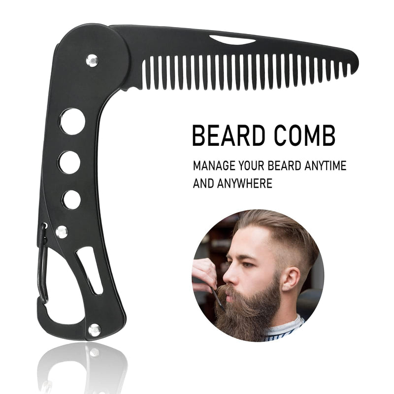 Beard Comb, Stainless Steel Antistatic Foldable Pocket Comb, Creative Knife Style Care Comb Mustache Styling Comb Beard Comb for Combing & Grooming Hair, Beards and Mustaches（9.5 * 3 * 1.5cm） - NewNest Australia