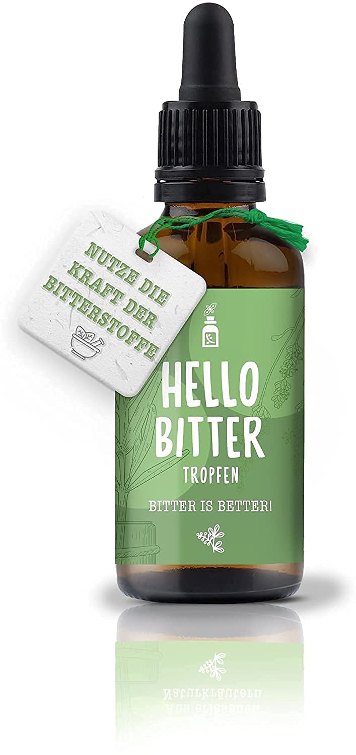 Hellobitter - Bitter Drops 50 Ml According To Hildegard Von Bingen - Bitter Herbs / Bitter Substances Drops Vegan - High Bioavailability, Laboratory Tested, High Dosage, Liquid - NewNest Australia