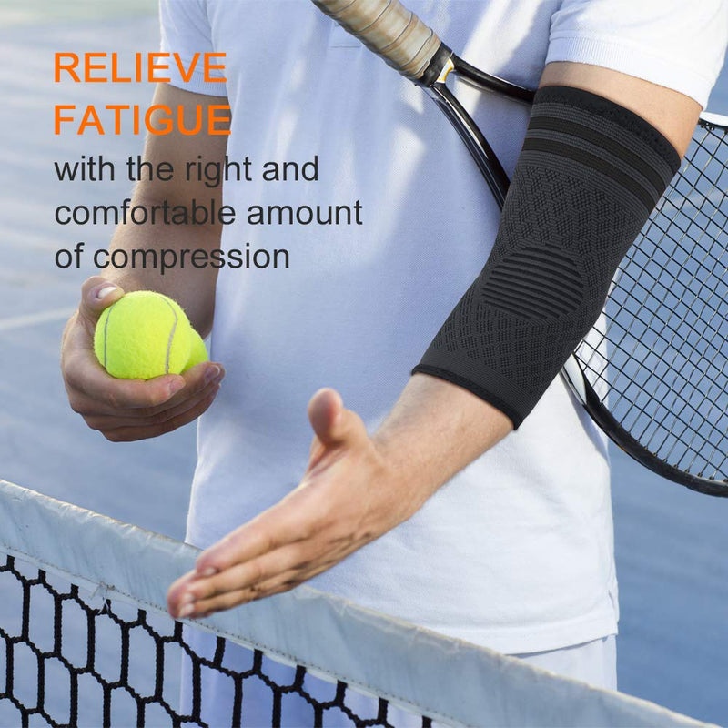 CAMBIVO Elbow Support Brace for Men & Women 2 Pack, Tennis Elbow Support Strap & Anti-slip Elbow Sleeves for Weightlifting, Arm Support, Golfers Elbow, Tennis Elbow, Tendonitis M Black Pair - NewNest Australia