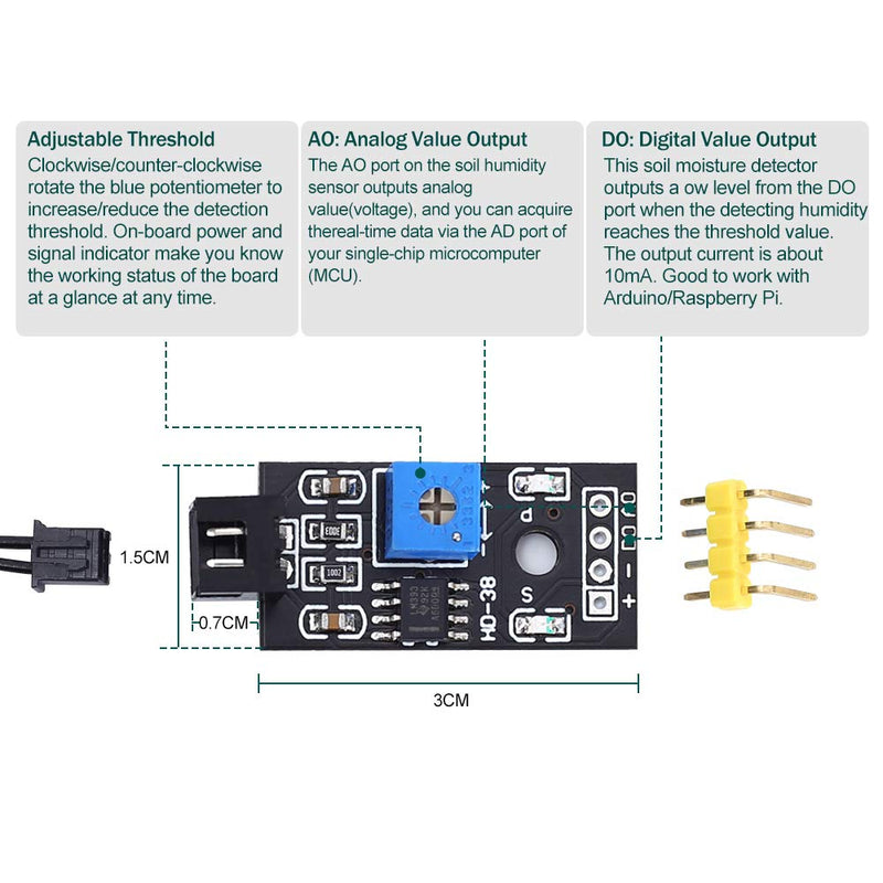 Resistive Soil Moisture Sensor, Icstation Humidity Detector, with Corrosion Resistant Probe, Digital Analog Signal Output for Arduino Garden Automatic Watering System (Pack of 2) - NewNest Australia