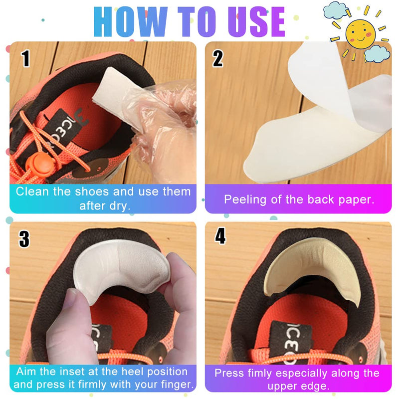 Pack of 12 Heel Pads for Children, Soft and Sticky Heel Holder, Children's Heel Pads for Too Large Shoes, Shoe Reducer, Small Heel Protector for Girls and Boys (Black + Beige) - NewNest Australia