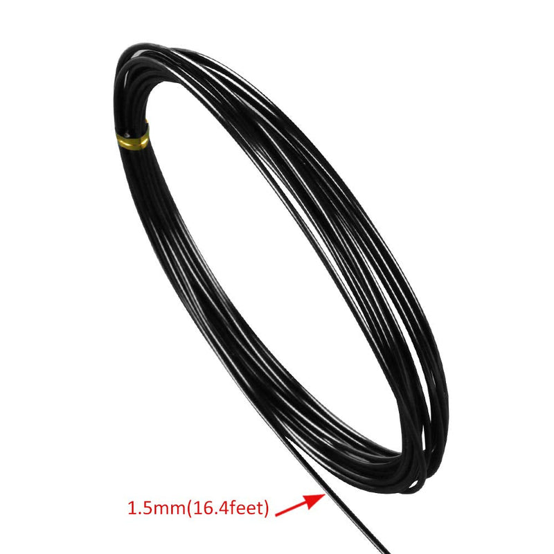 16.4 Feet Black Aluminum Craft Wire 1.5 mm Thickness Bendable Metal Craft Wire for DIY Crafts Making 16.4 Feet Black 1.5mm - NewNest Australia