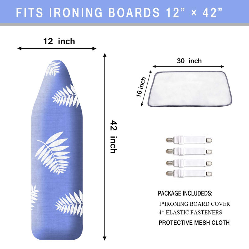 SheeChung 12x42 Inch Ironing Board Cover and Pad - 100% Cotton and Heavy-Duty,Snugfit Over-The-Door & Built in Wall Ironing Board Cover Replacement Pad/Cover 12”x42” - NewNest Australia