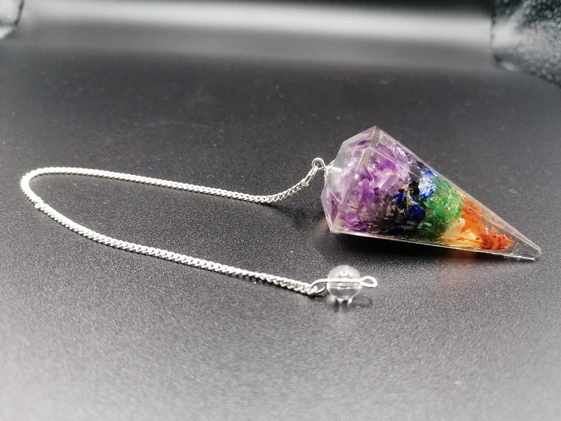 Dowsing Pendulum Healing Crystals Orgonite Crystal Point Scrying Dowser 100% Genuine Gemstone Crystal Pendulum Handcrafted Healing Crystal Gifts,Witchcraft Supplies (7 Chakra Orgone) 7 Chakra Orgone - NewNest Australia