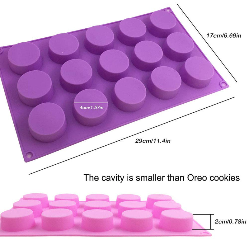 NewNest Australia - SENHAI 3 Pcs 15 Holes Cylinder Silicone Molds for Making Chocolate Candy Soap Muffin Cupcake Brownie Cake Pudding Baking Cookie - Purple Blue Pink 