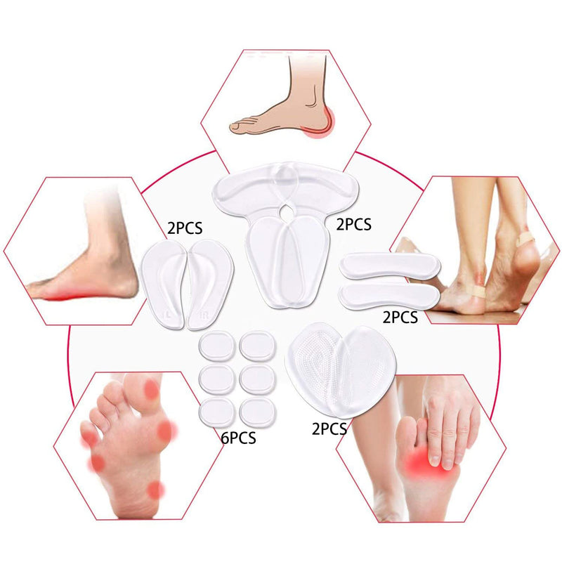 DRERIO 14 Pcs Heel Cushion Pads Shoe Heel Inserts for Shoes Silicone Shoe Pads Gel Heel Grips Adhesive Shoe Pads for Too Big Shoes Transparent Heel Insole Heel Cushions & Cups for Women and Men - NewNest Australia