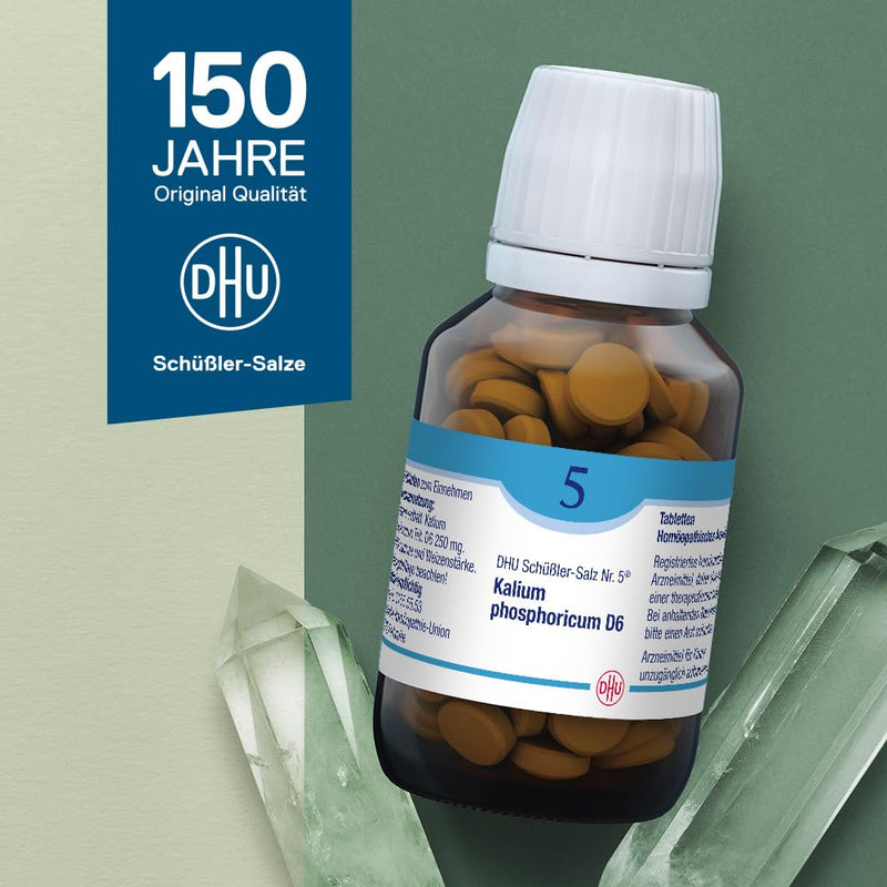 DHU Schüßler Salt No. 5 Kalium phosphoricum D6 - The mineral salt for the nerves and psyche - the original - environmentally friendly in a medicine jar, 200 tablets - NewNest Australia