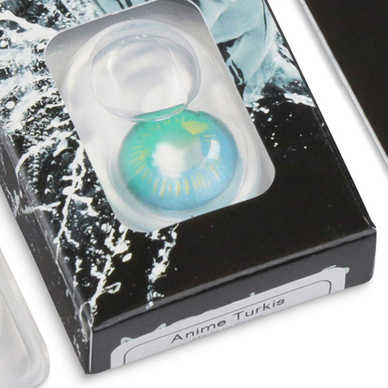 Colored Light Blue Contact Lenses Anime Turquoise Circle Lenses Heroes Of Cosplay Strong Opaque Without Prescription with free lens case - NewNest Australia