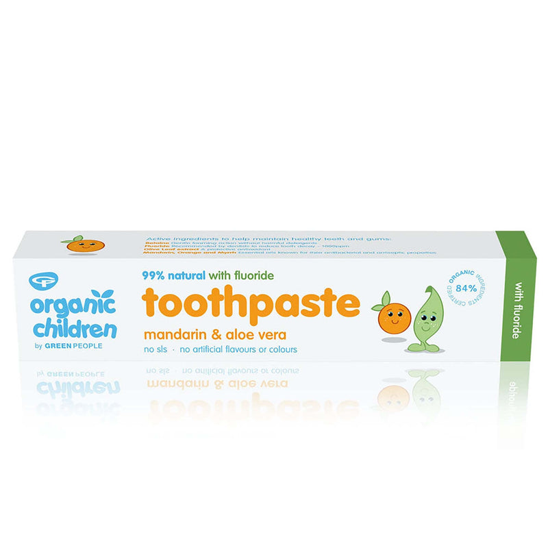 Green People Organic Children Mandarin & Aloe Vera Toothpaste 50ml – with Fluoride | 100% Natural Toothpaste for Babies & Kids | Safe if Swallowed | SLS-free | Non Mint Toothpaste for Kids - NewNest Australia