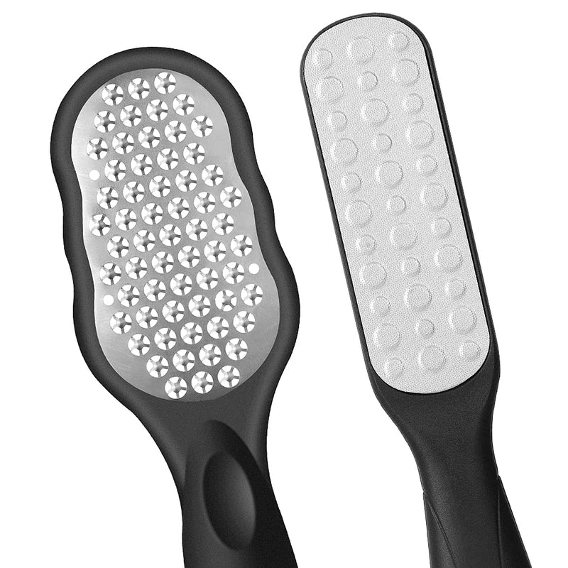 Vokmon Foot File Foot Scraper Set - 2Pcs Stainless Steel Pedicure Tools Set Foot Rasp for Hard Skin | Callus Remover with Dual Sided Foot File Foot Grater Scrubber for Feet Hand Care Black1 - NewNest Australia