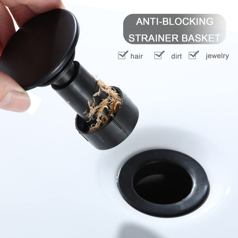 Bathroom Sink Drain, Pop Up Drain Stopper with Overflow, Lavatory Vanity Vessel Sink Drain Assembly, Matte Black - NewNest Australia