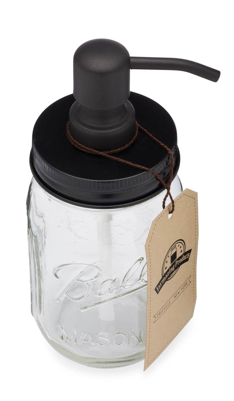 Jarmazing Products Mason Jar Soap Dispenser - Black - with 16 Ounce Ball Mason Jar - Made from Rust Proof Stainless Steel - NewNest Australia