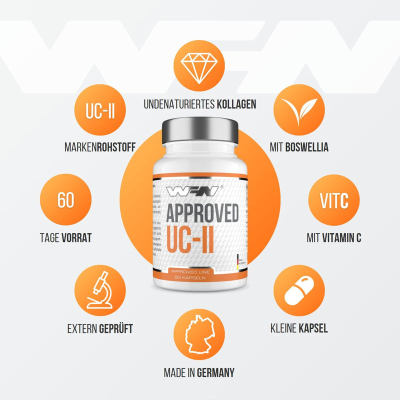 Wfn Approved Uc-Ii - Undenatured Collagen Type 2 High Dose - 60 Capsules - Joint Complex With Uc 2 Collagen, Vitamin C & Boswellia Serrata - Produced In Germany - Externally Laboratory Tested 60 Pieces (Pack Of 1) - NewNest Australia