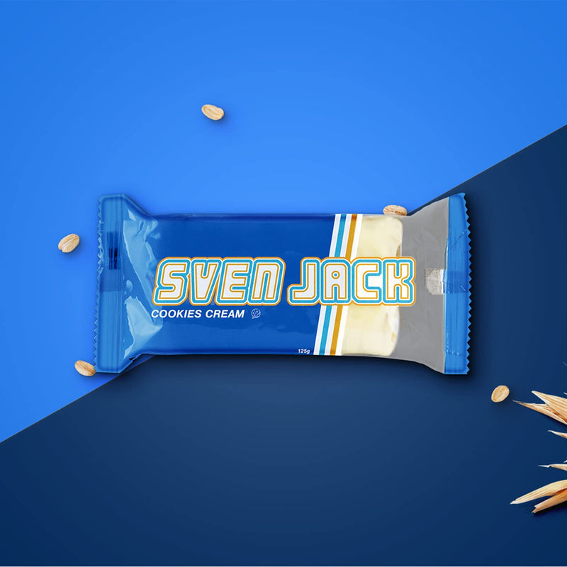 Sven Jack (Energy Cake) - Cookies-Cream 24x 125g (3kg) - Fitness bar made from oat flakes with long-chain carbohydrates - energy bar to fill you up for everyday life & incredible taste 125 g (pack of 24) - NewNest Australia