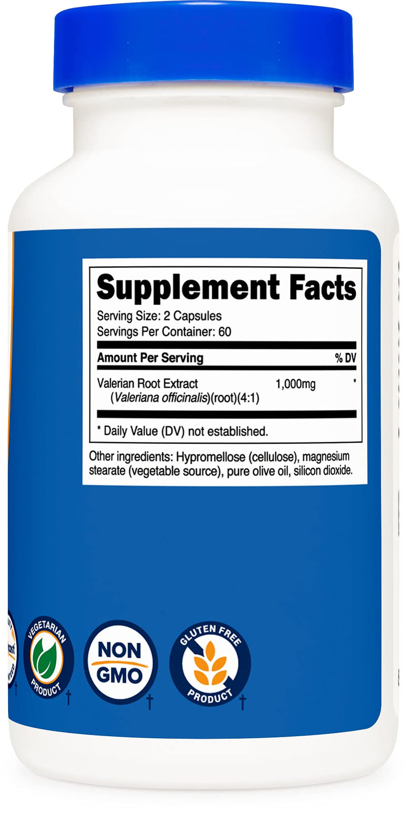 Nutricost Valerian Root Capsules (1000mg Per Serving) 120 Capsules - 4,000mg Equivalent Per Serving (4:1 Extract), Vegetarian Caps, Gluten Free, Non-GMO - NewNest Australia