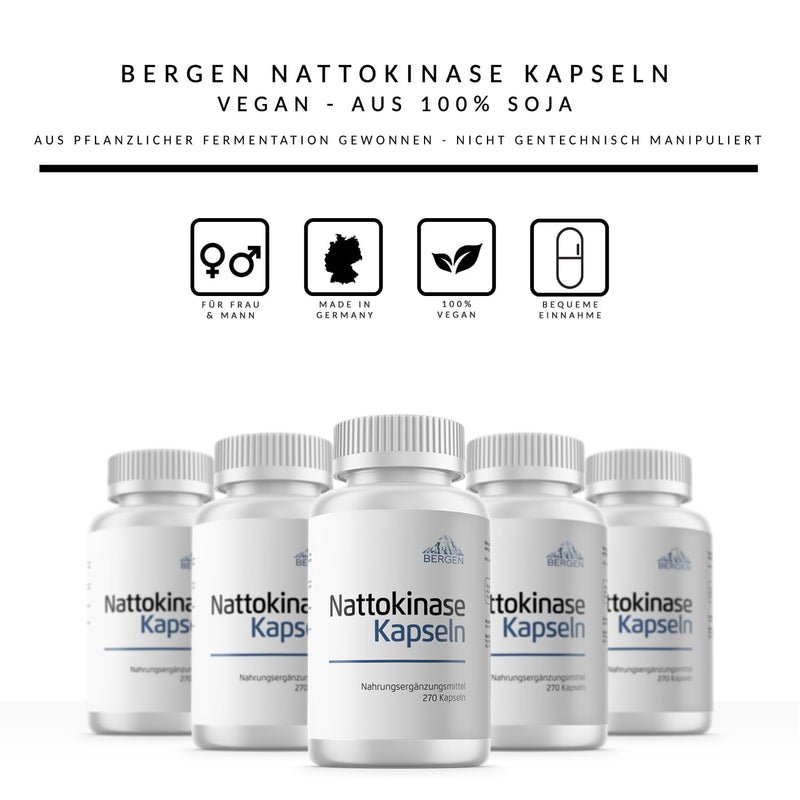 Bergen Nattokinase 270 capsules 100mg per capsule (vegan) 20,000 FU, without vitamin K1 & K2 - NewNest Australia