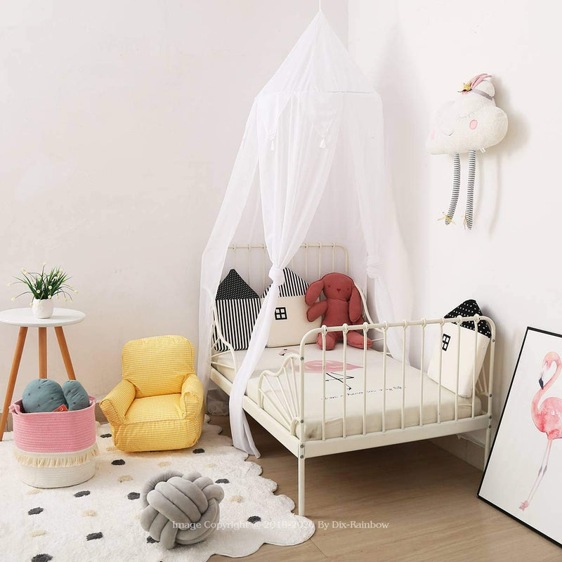Dix-Rainbow Bed Canopy Lace Mosquito Net Unique Pendant Play Tent Bedding for Kids Playing Reading with Children Round Dome Netting Curtains Baby Boys Girls Games House - White White Chiffon 3 Openings Chiffon - NewNest Australia