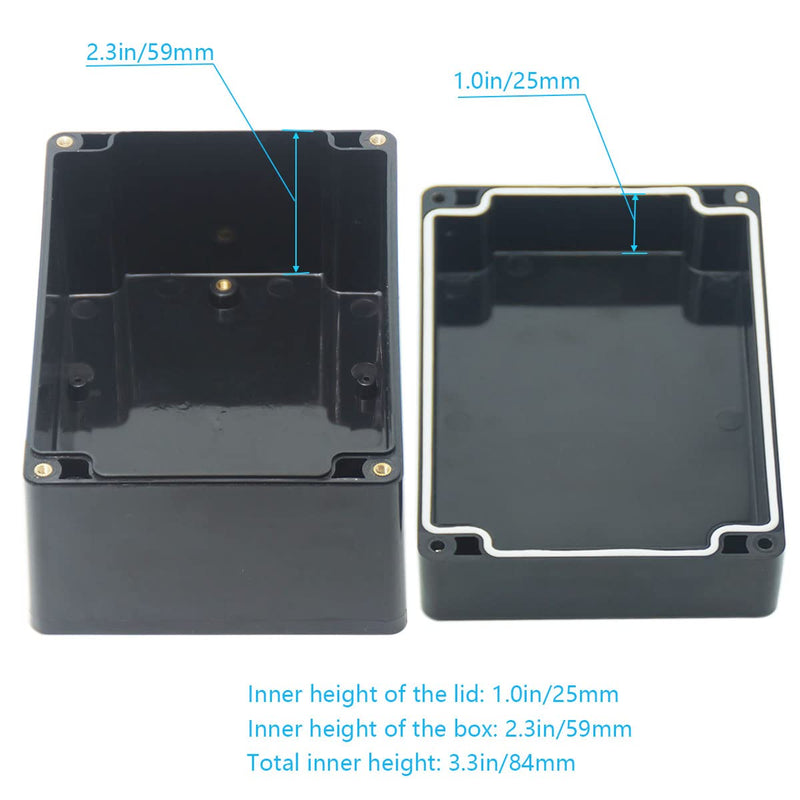 Junction Box, Zulkit Project Box IP65 Waterproof Dustproof ABS Plastic Electrical Boxes Electronic Enclosure Black 6.3 x 4.3 x 3.5 inch(160 x 110 x 90 mm)(Pack of 1) 6.3" x 4.3" x 3.5"(Pack of 1) - NewNest Australia