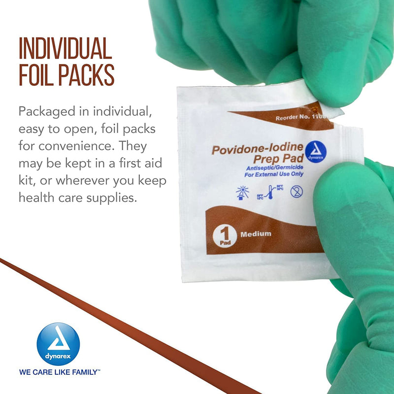 Dynarex 1108 Povidone Iodine Prep Pads (Pack of 100) - NewNest Australia