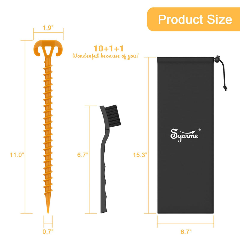Sand Stakes Beach Ground Anchor 11" Sand Stake,On The Beach and Lawn for Securing Animals,Tents,Canopies and Beach Blankets Etc,Tent Stakes 10pc-Pack Spiral Anchor Stakes,Includes Brush and Bag L - NewNest Australia
